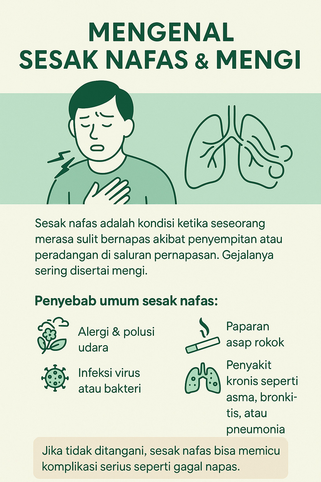 Gambar infografis mengenal sesak nafas dan mengi
