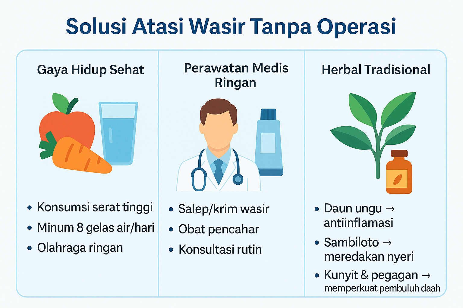 Gambar infografis solusi atasi wasir tanpa operasi