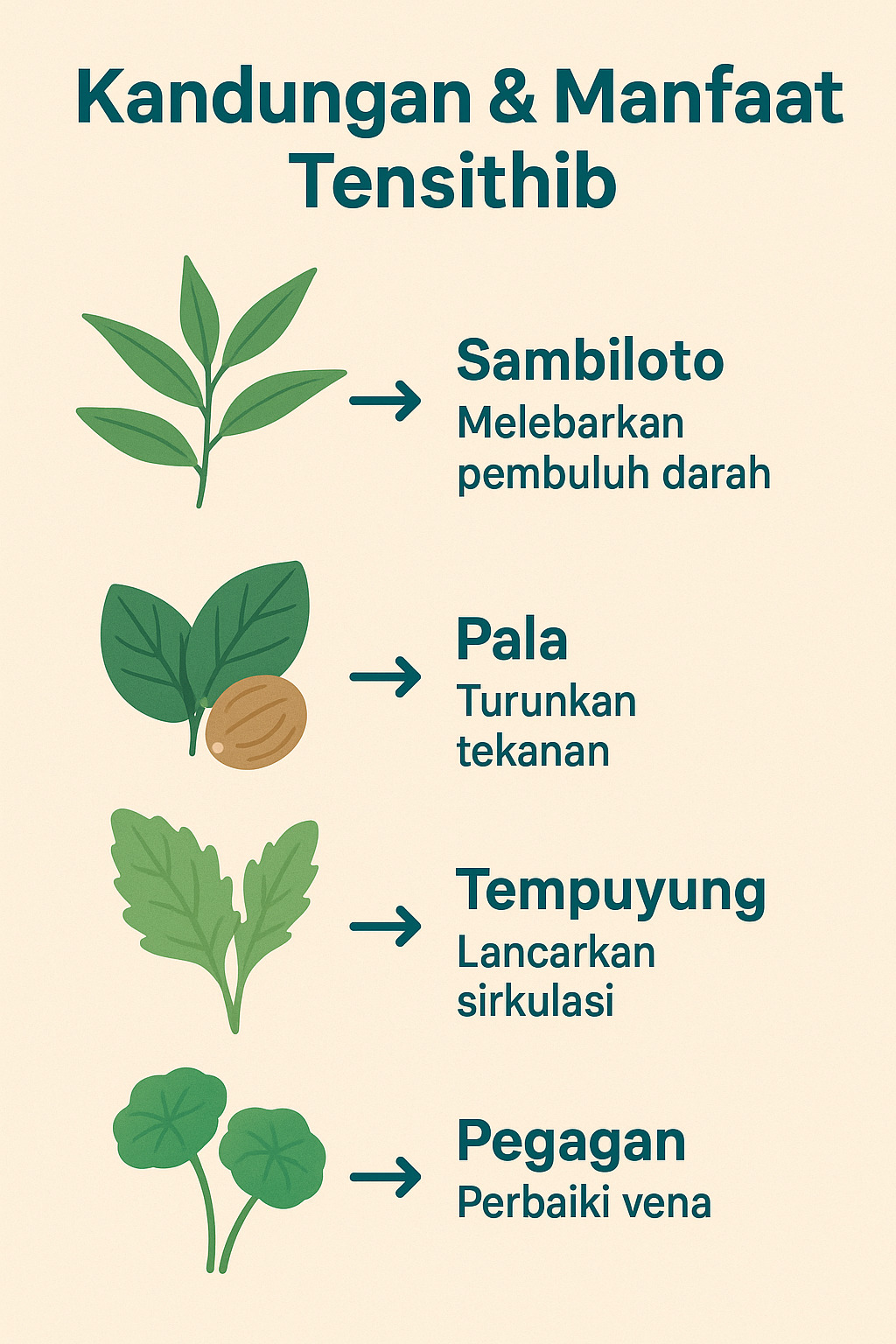 Infografis Kandungan Dan Manfaat Herbal Tensithib