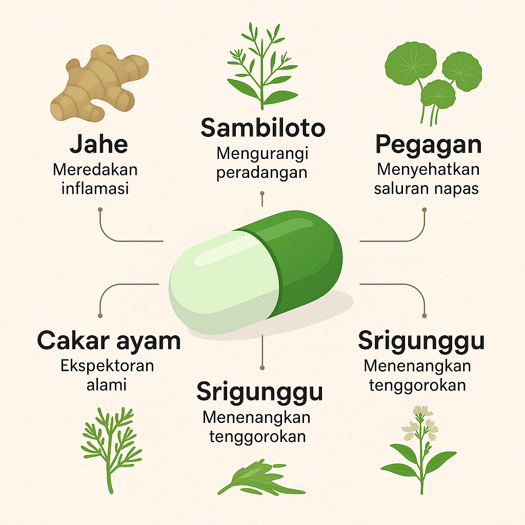Infografis kapsul broncaps dan kandungan herbalnya