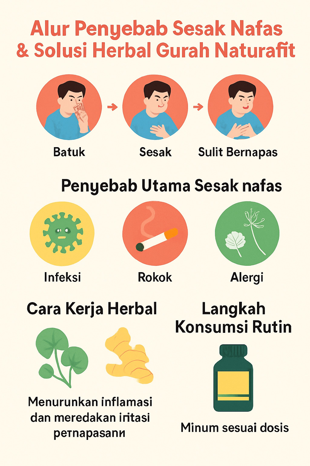 gambar ilustrasi infografis alur penyebab sesak nafas