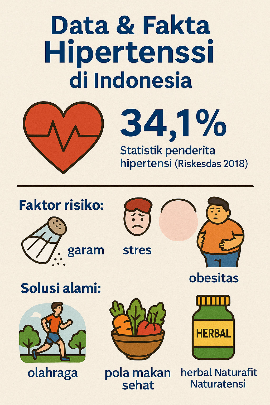 gambar ilustrasi infografis data dan fakta hipertensi di indonesia