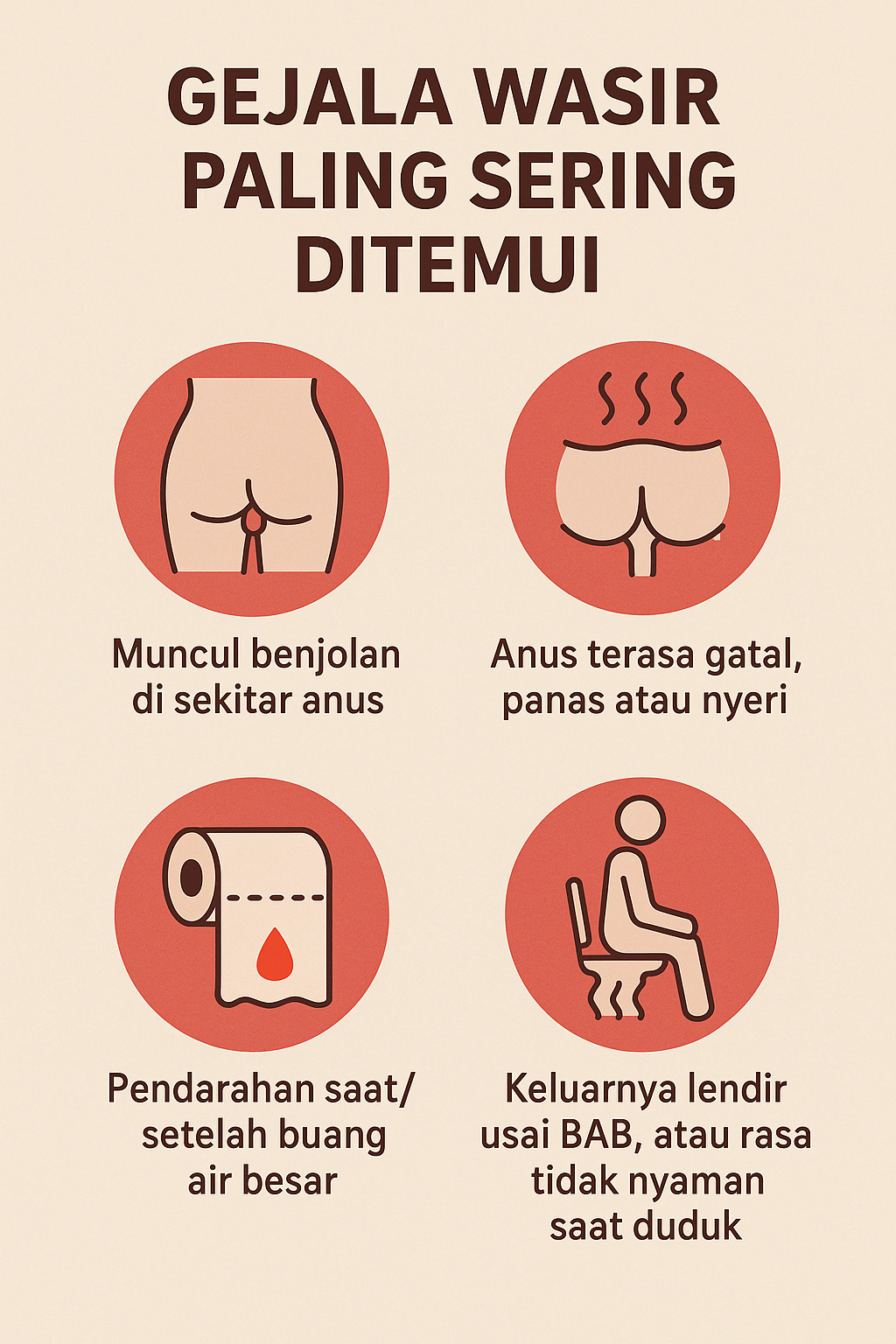 gambar ilustrasi infografis gejala wasir paling sering ditemui