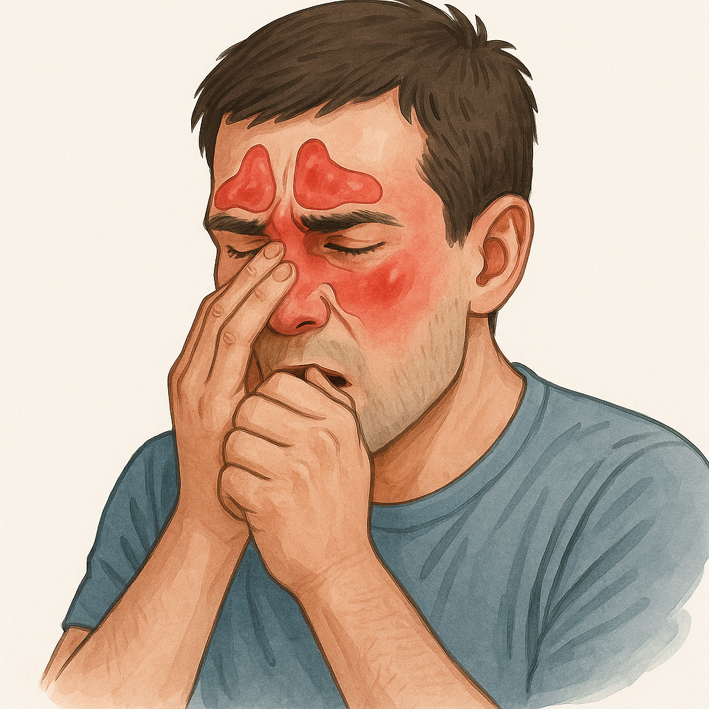 gambar ilustrasi pria dewasa sakit sinusitis