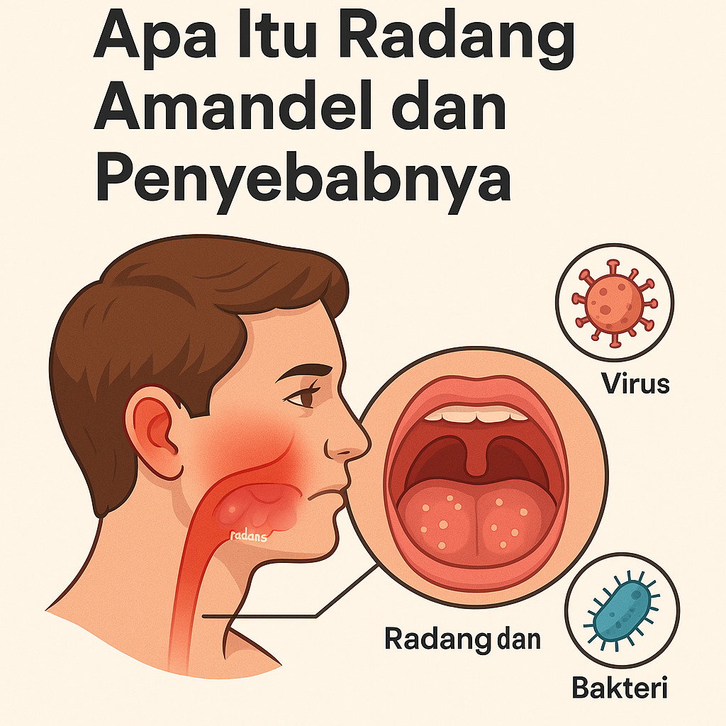 gambar ilustrasi radang amandel dan penyebabnya