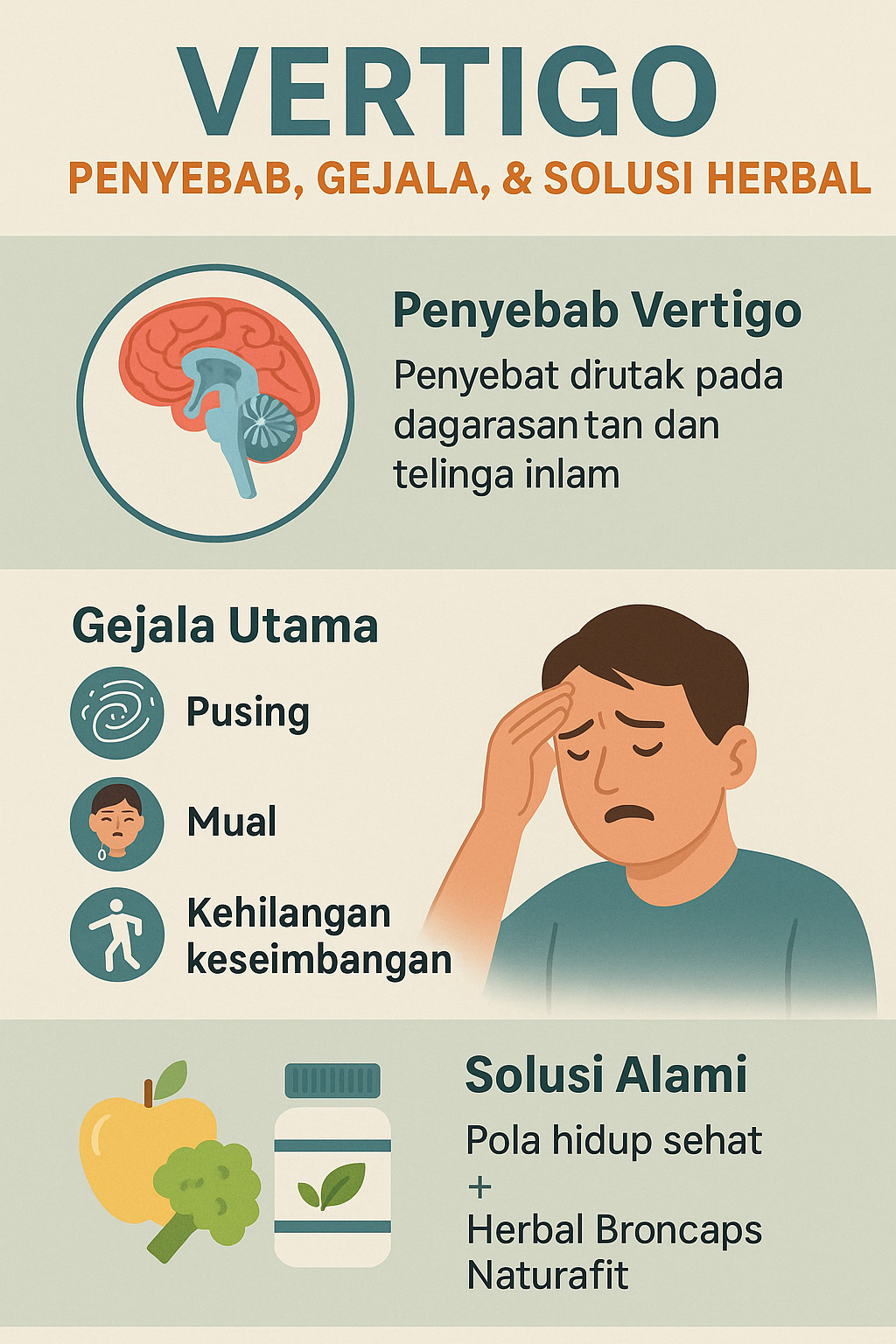 infografis vertigo; penyebab, gejala, solusi alami