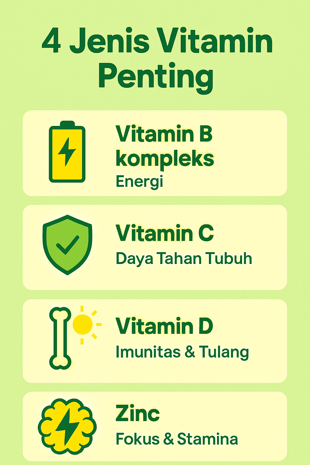 gambar ilustrasi infografis 4 jenis vitamin penting