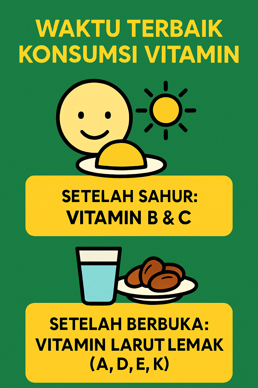gambar ilustrasi infografis waktu terbaik konsumsi vitamin