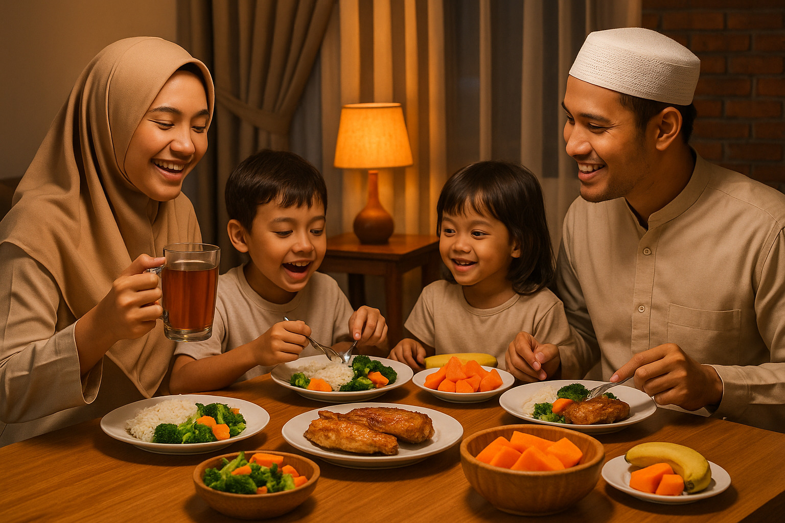 gambar ilustrasi keluarga harmonis sahur