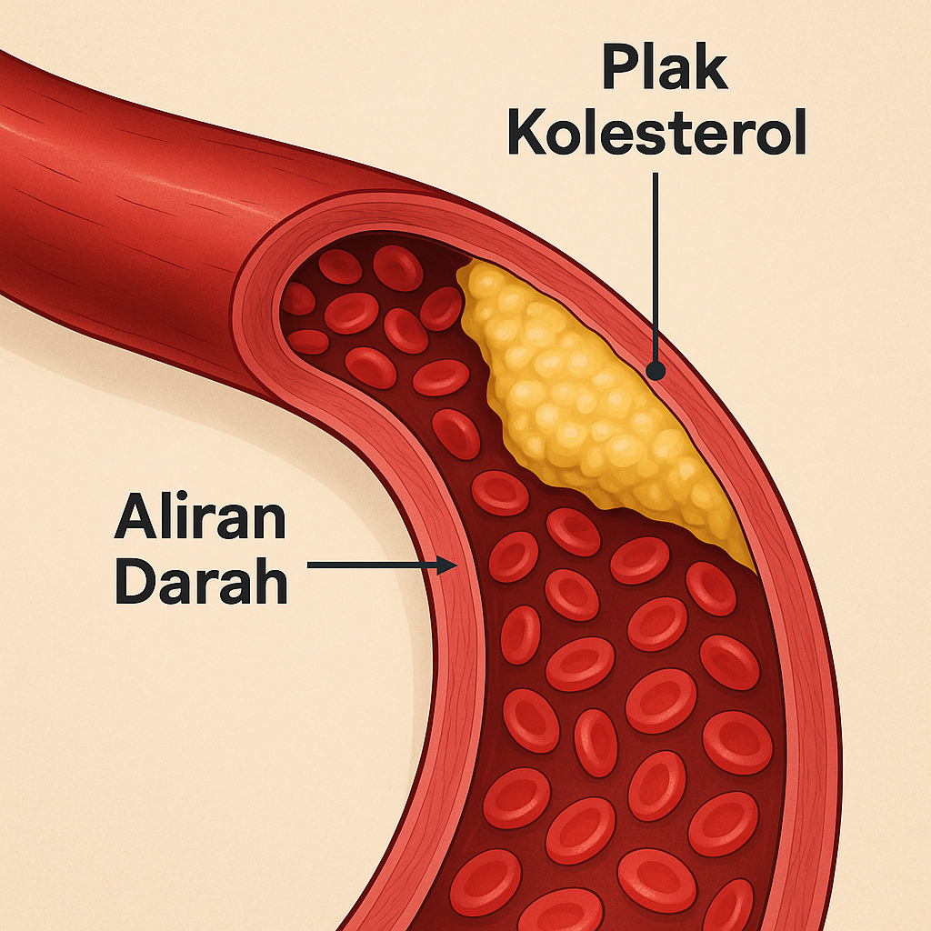 gambar ilustrasi plak kolesterol dalam aliran darah