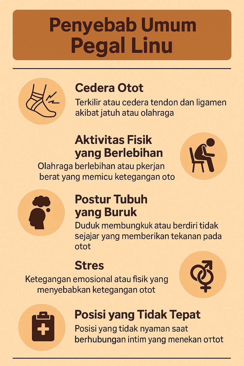 infografis penyebab umum pegal linu