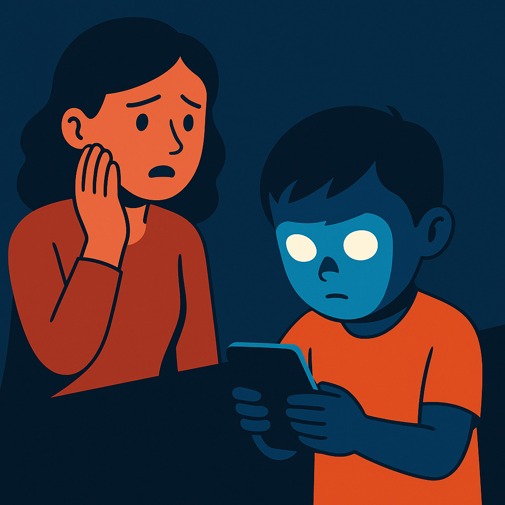Ilustrasi gambar anak kecanduan main hp