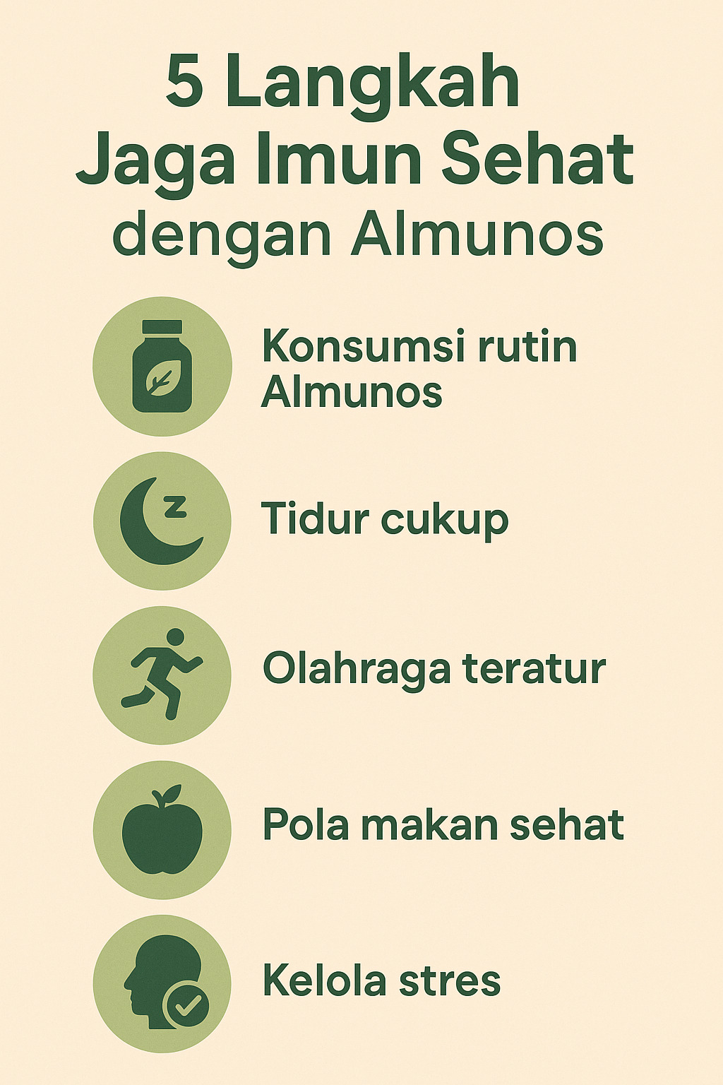infografis 5 langkah jaga imun sehat dengan almunos
