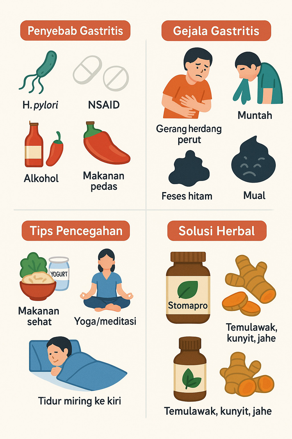 Infografis gejala, penyebab, solusi gastritis