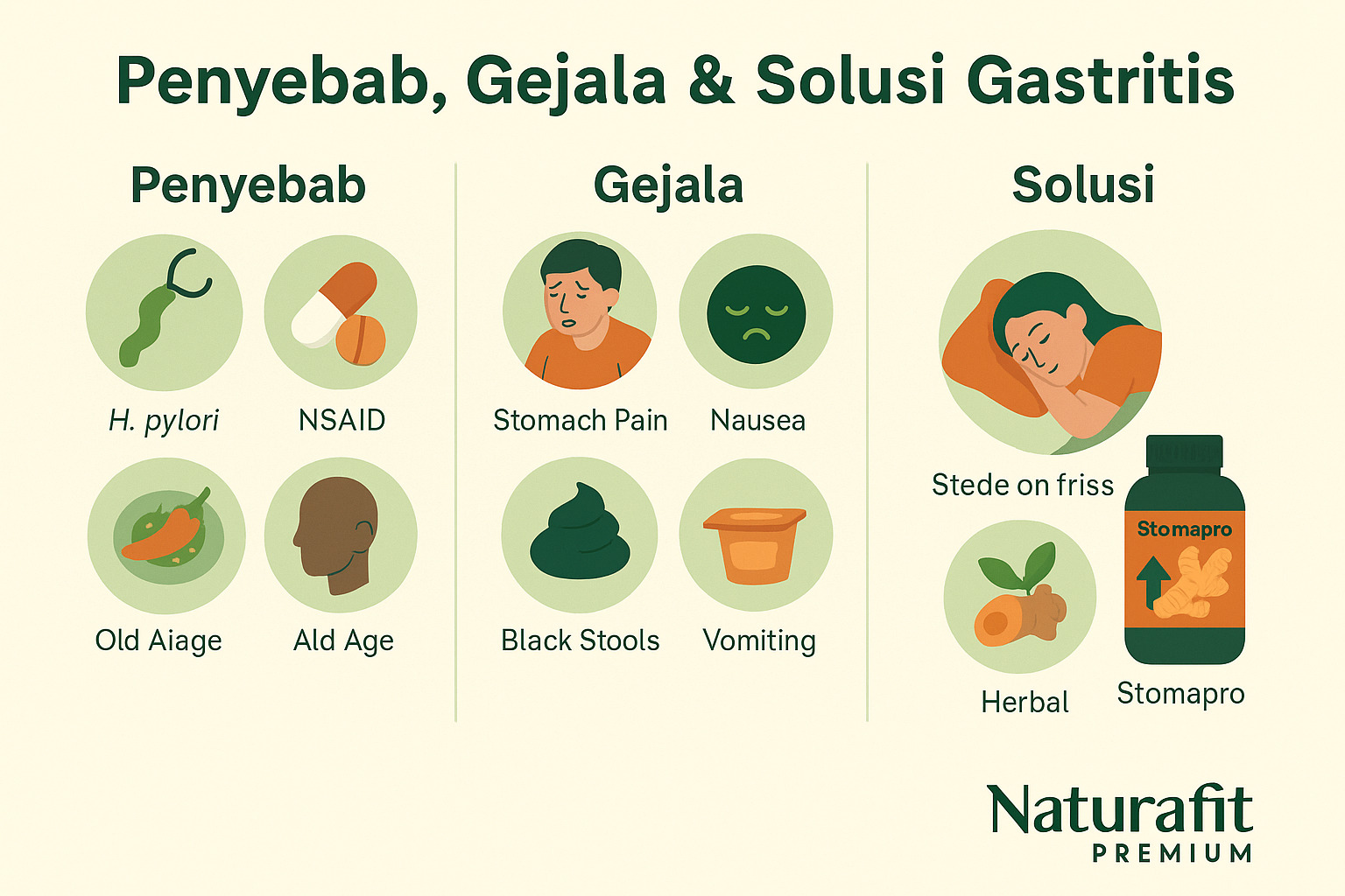 Infografis penyebab, gejala dan solusi gastritis