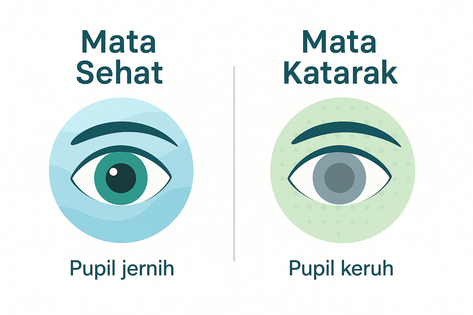 ilustrasi gambar mata sehat dan mata katarak