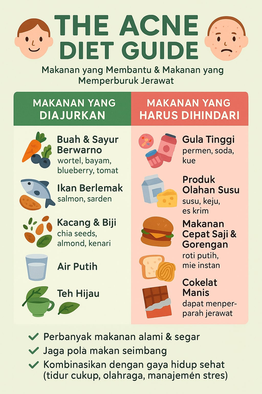 infografis makanan penyebab jerawat