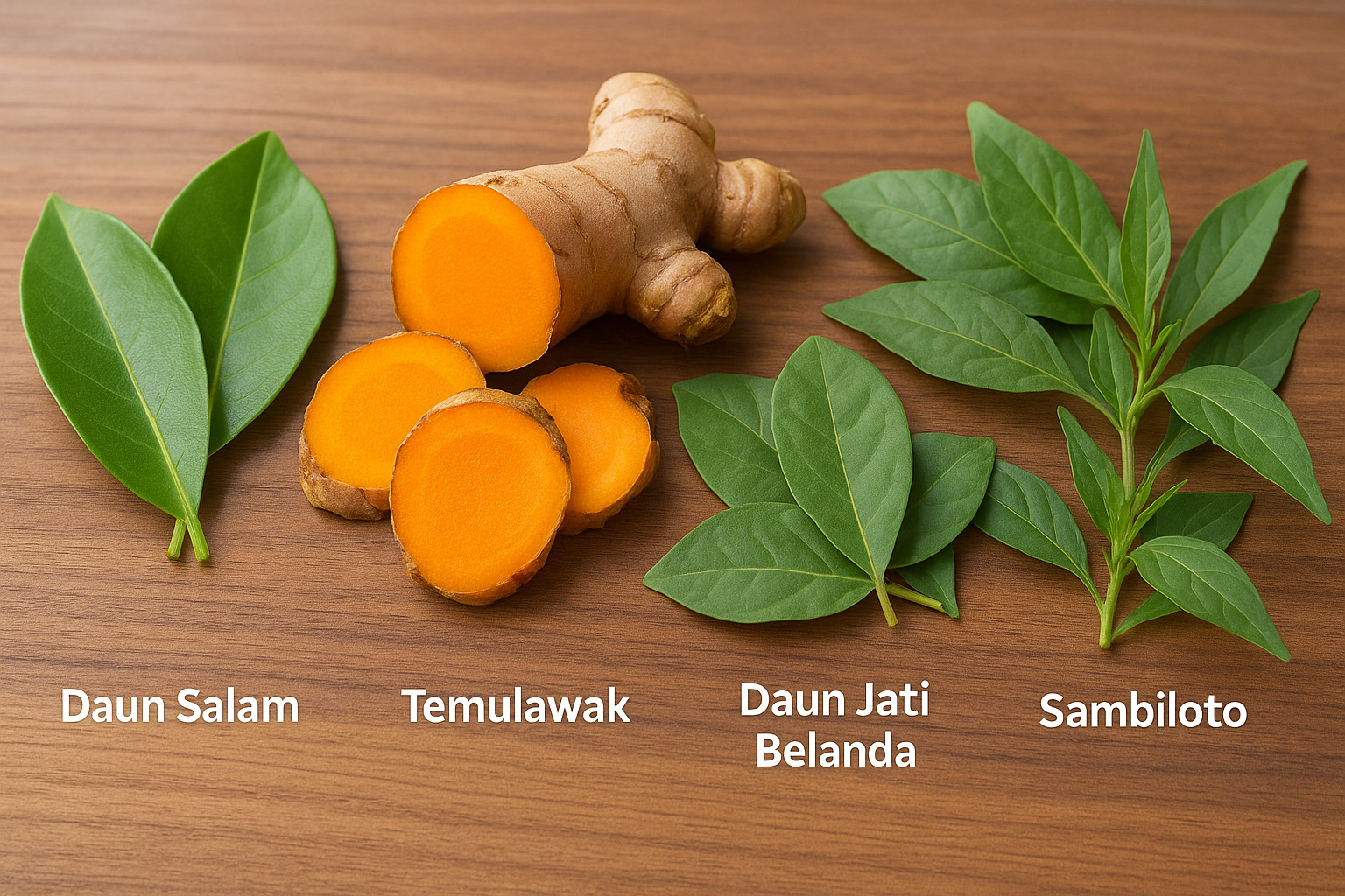 herbal alami penurun kolesterol daun salam, temulawak, daun jati belanda, dan sambiloto
