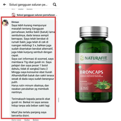 Testimoni Broncaps untuk dada sesak dan sakit