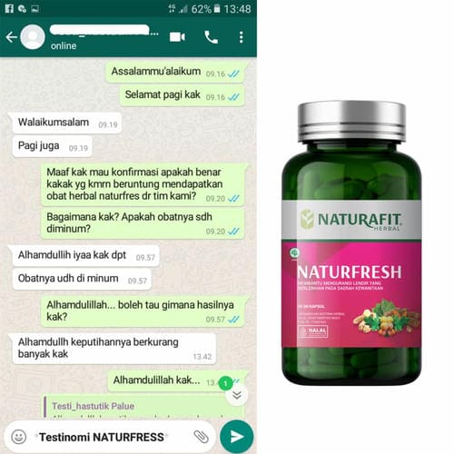 Testimoni Herbal Naturafit Naturfresh untuk keputihan