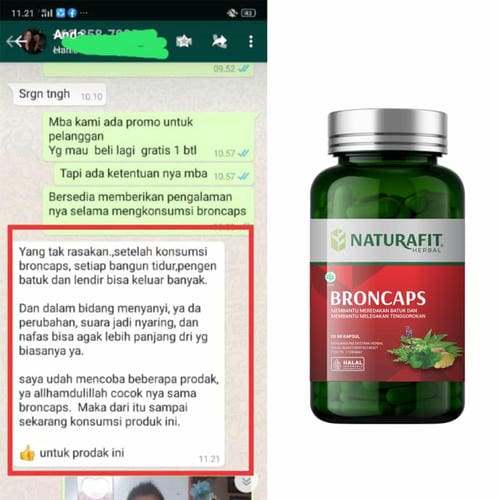 Testimoni Naturafit Broncaps untuk batuk berlendir
