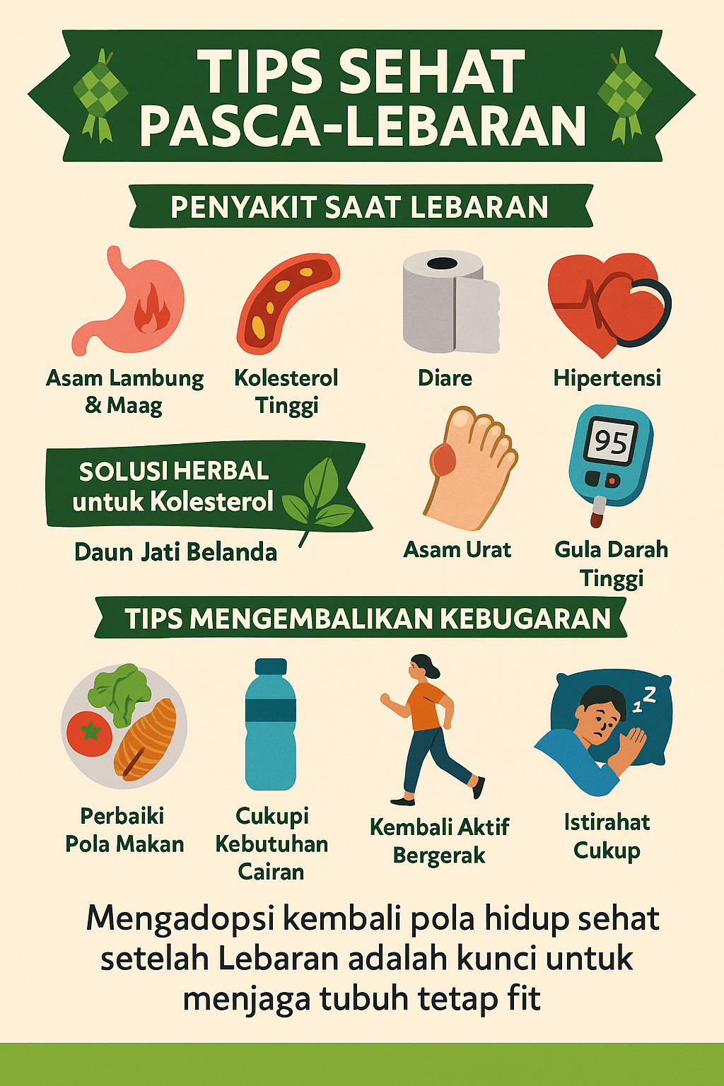 gambar infografis tips sehat pasca lebaran