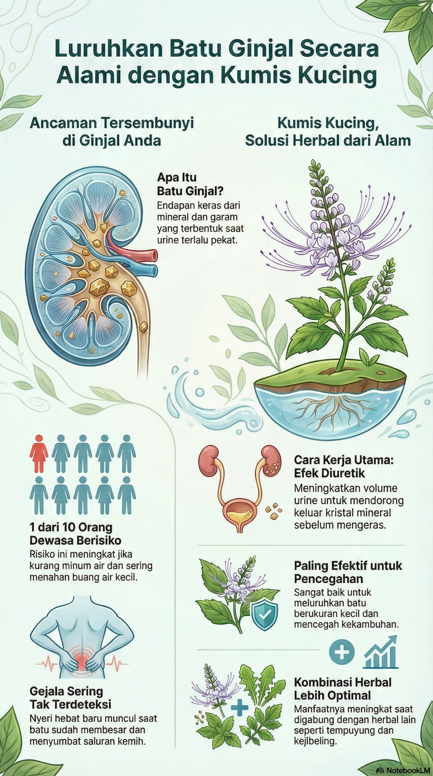 Infografis Luruhkan Batu Ginjal Secara Alami dengan Kumis Kucing
