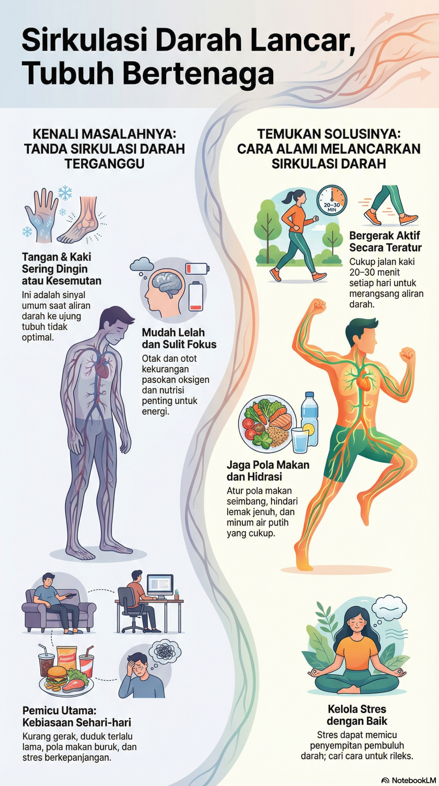 Infografis Sirkulasi Darah Lancar, Tubuh Bertenaga