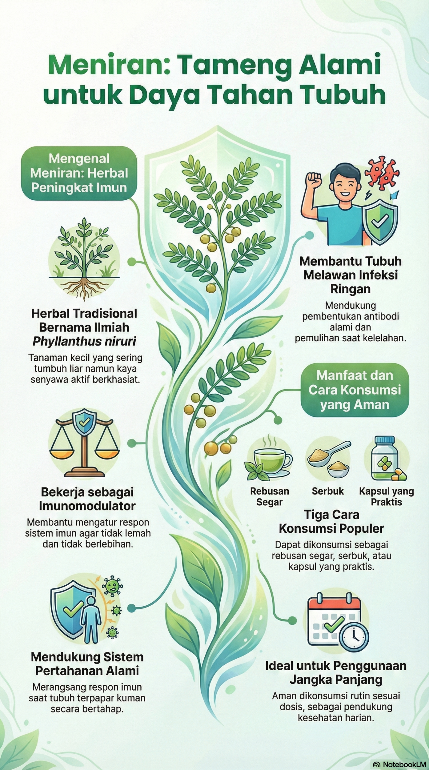 Infografis meniran tameng alami untuk daya tahan tubuh