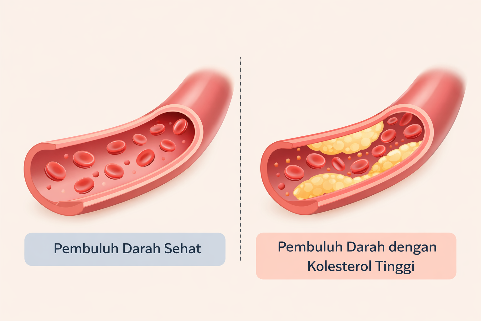 Perbandingan pembuluh darah sehat dan tersumbat