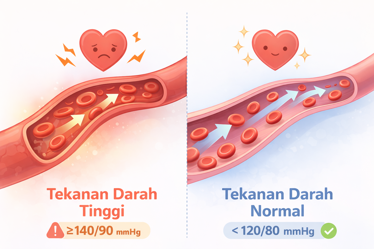 Perbandingan tekanan darah tinggi dan normal