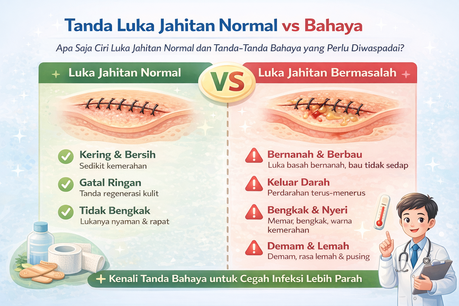 Tanda luka jahitan normal dan bermasalah