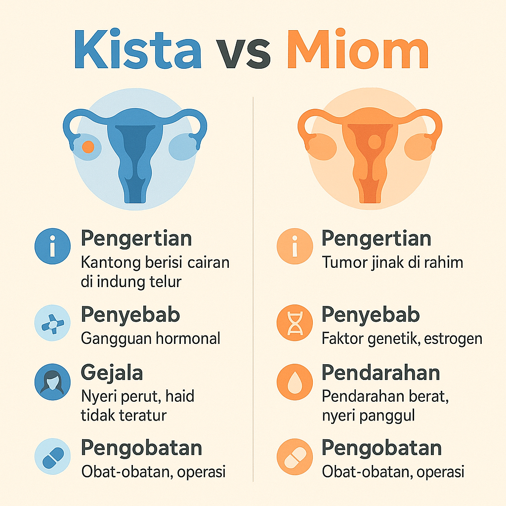 ilustrasi penjelasan kista vs miom