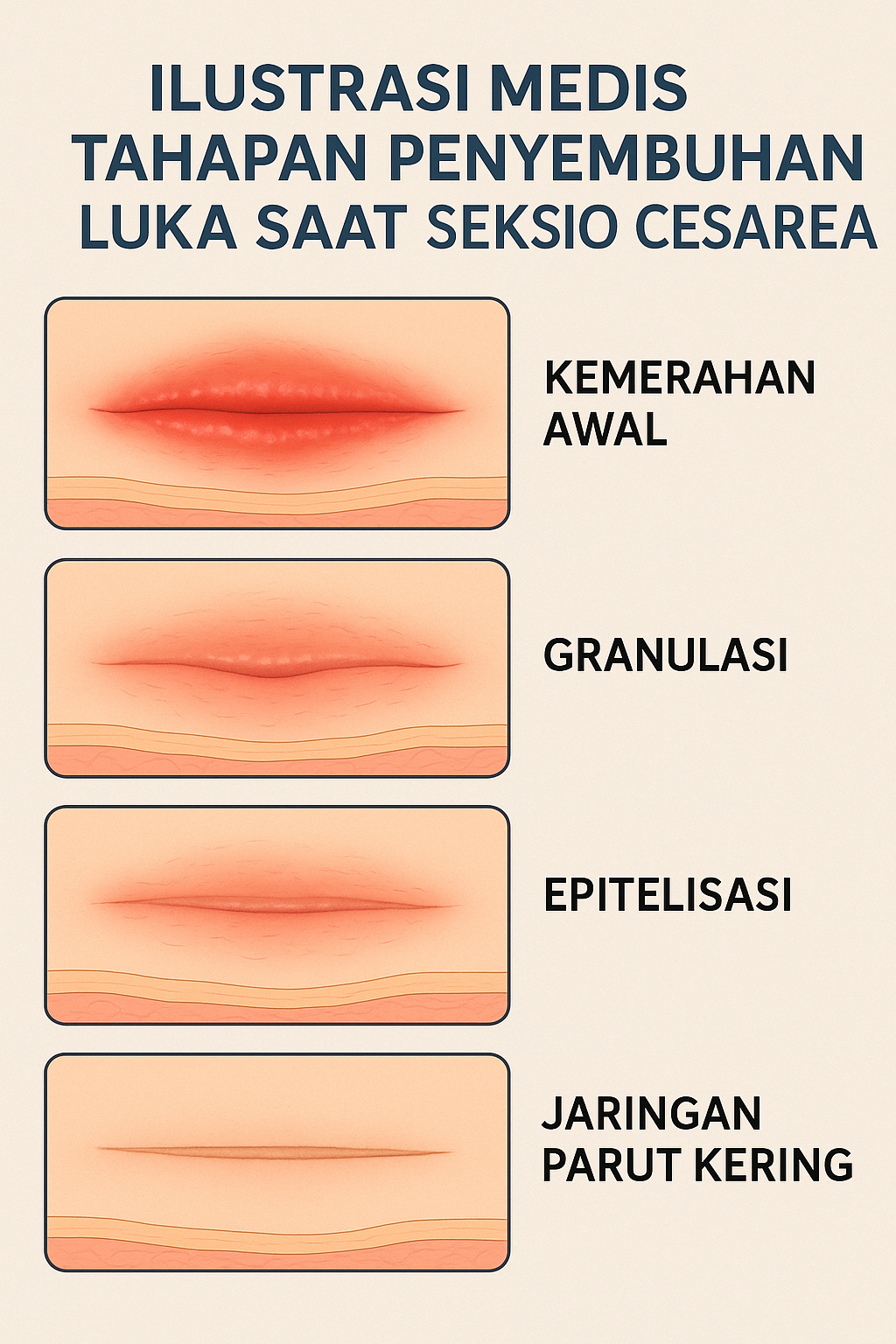 ilustrasi tahapan penyembuhan luka caesar