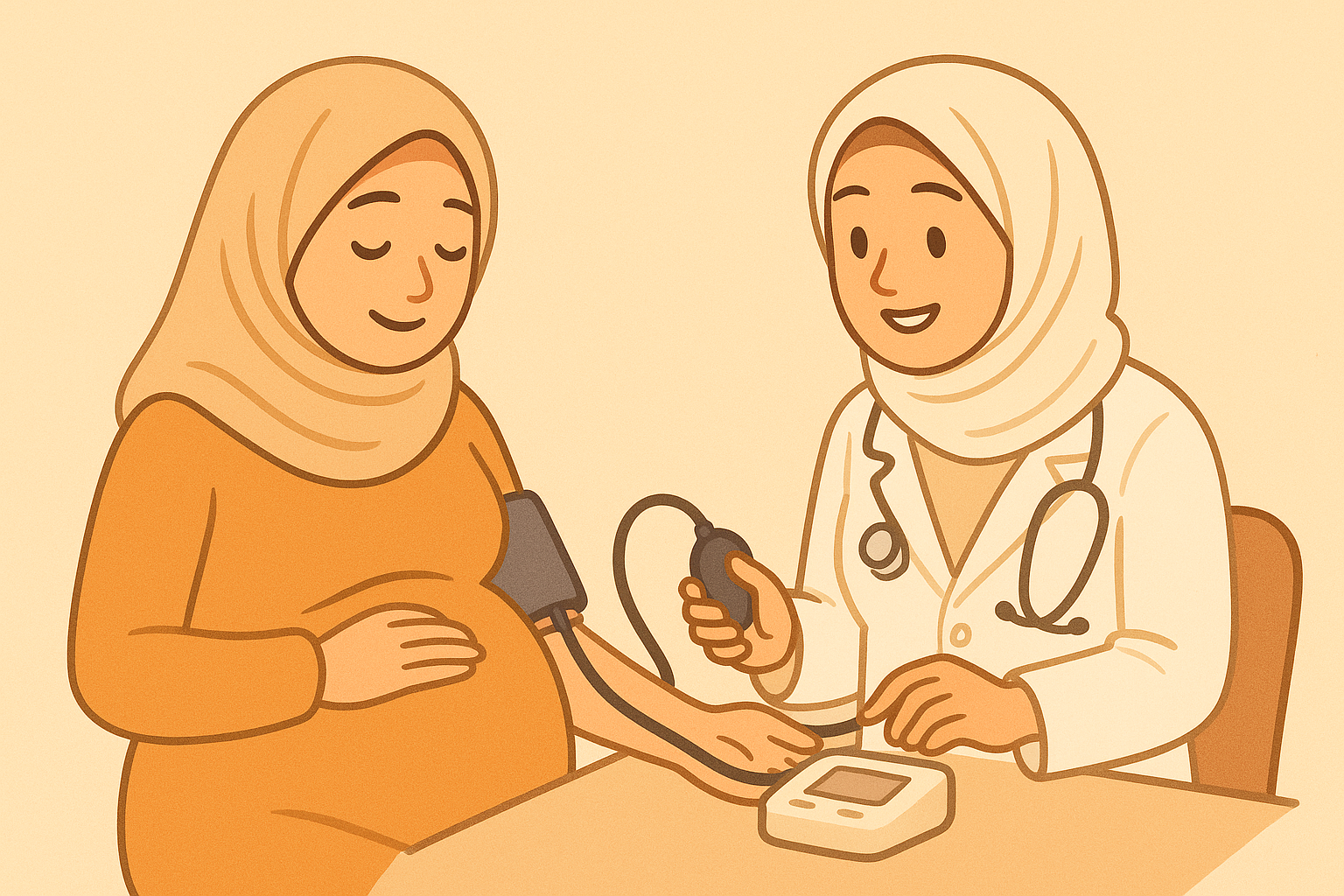 ilustrasi wanita hamil cek tekanan darah