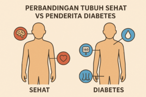 perbandingan tubuh sehat dan tubuh diabetes