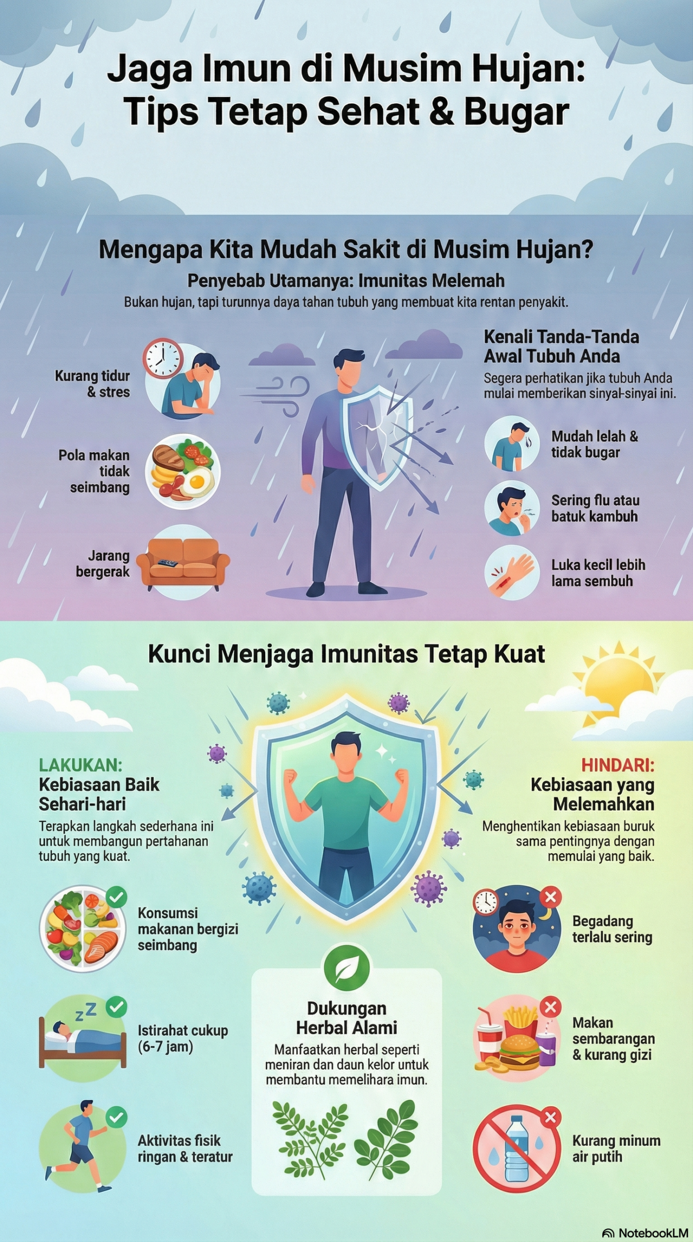 Infografis Jaga Imun di Musim Hujan Tips tetap Sehat dan Bugar