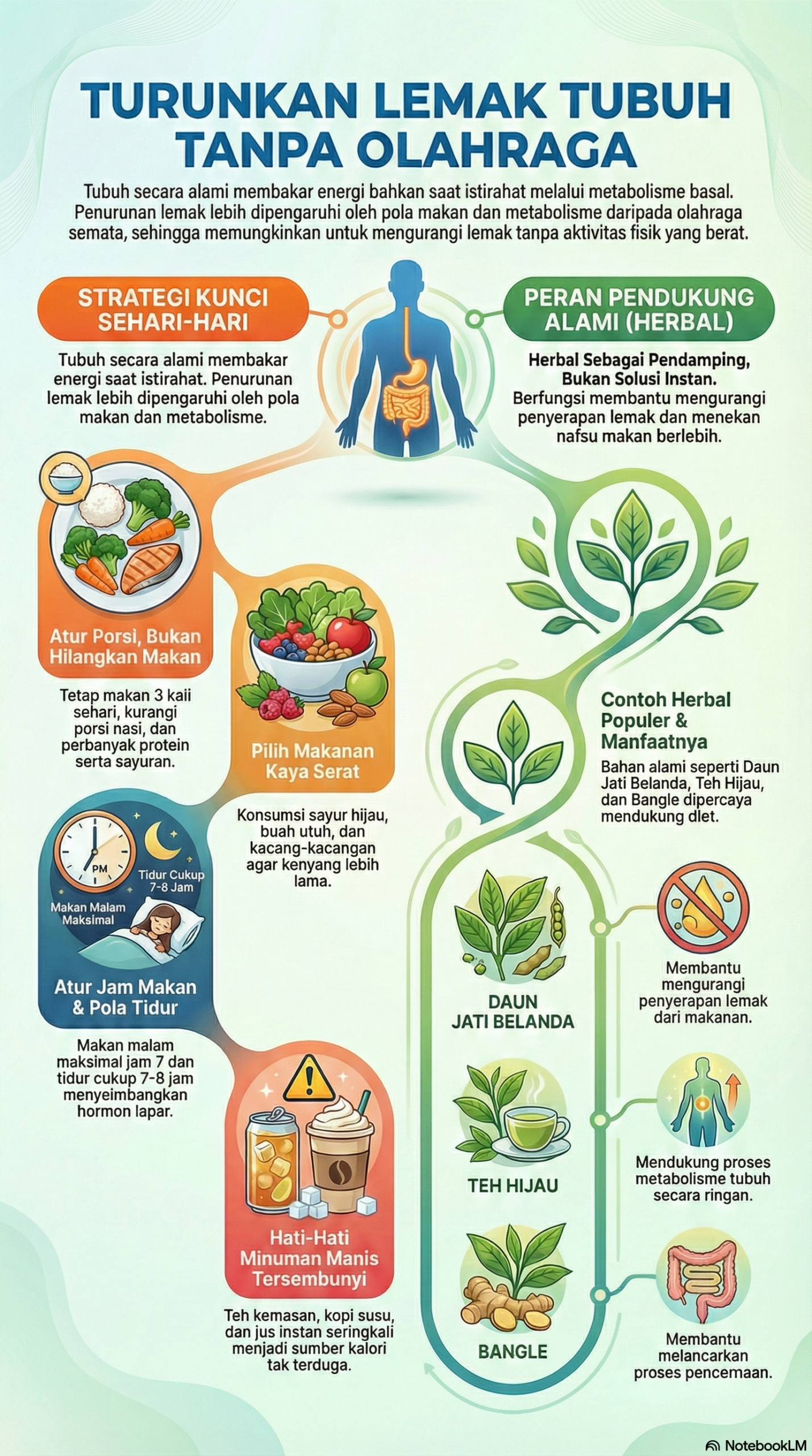 Infografis Turunkan Lemak Tubuh Tanpa Olahraga