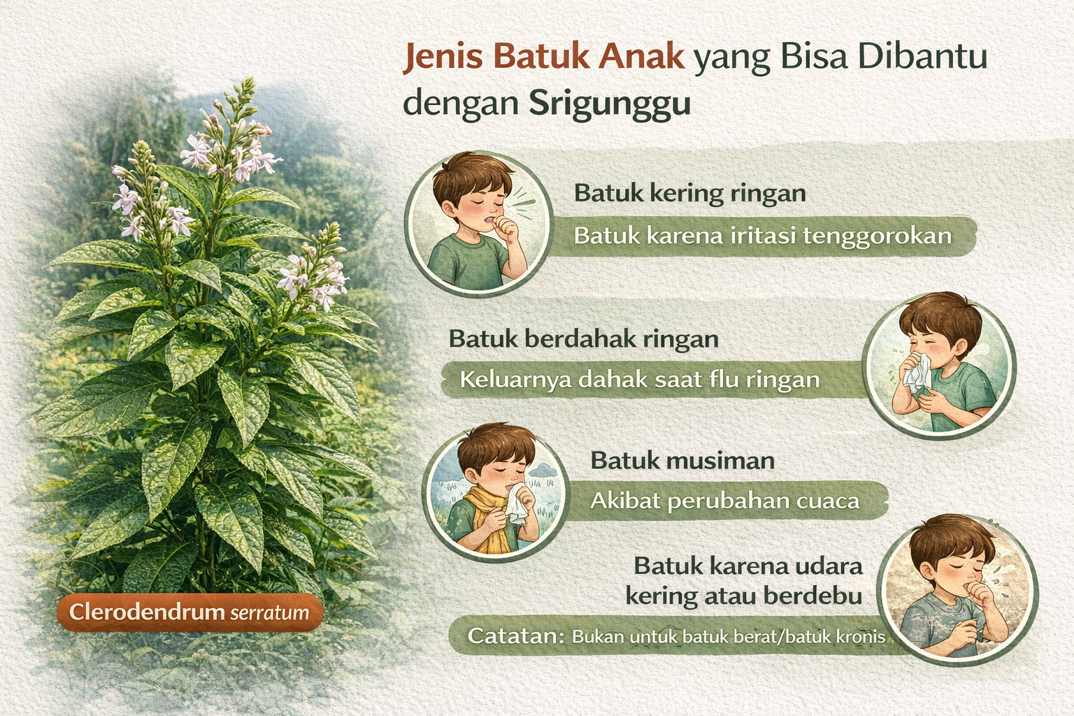 Jenis batuk anak yang dapat dibantu Srigunggu