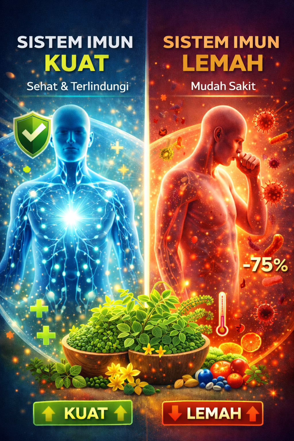 PERBANDINGAN TUBUH SEHAT DAN GAMPANG SAKIT