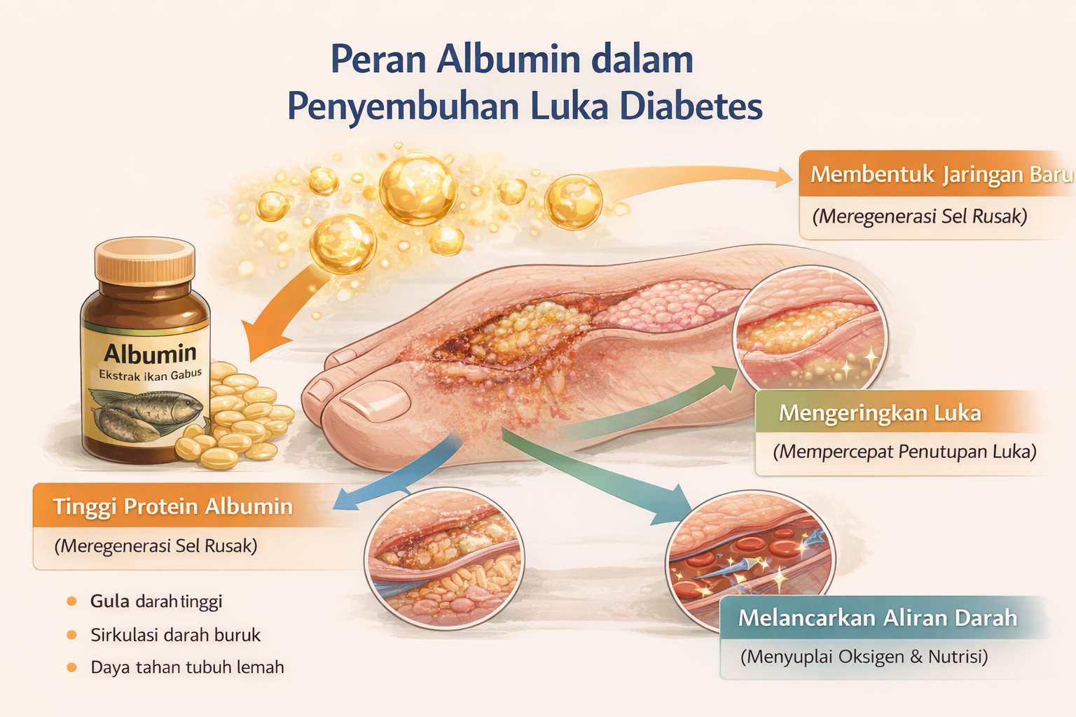 Peran albumin dalam penyembuhan luka diabetes