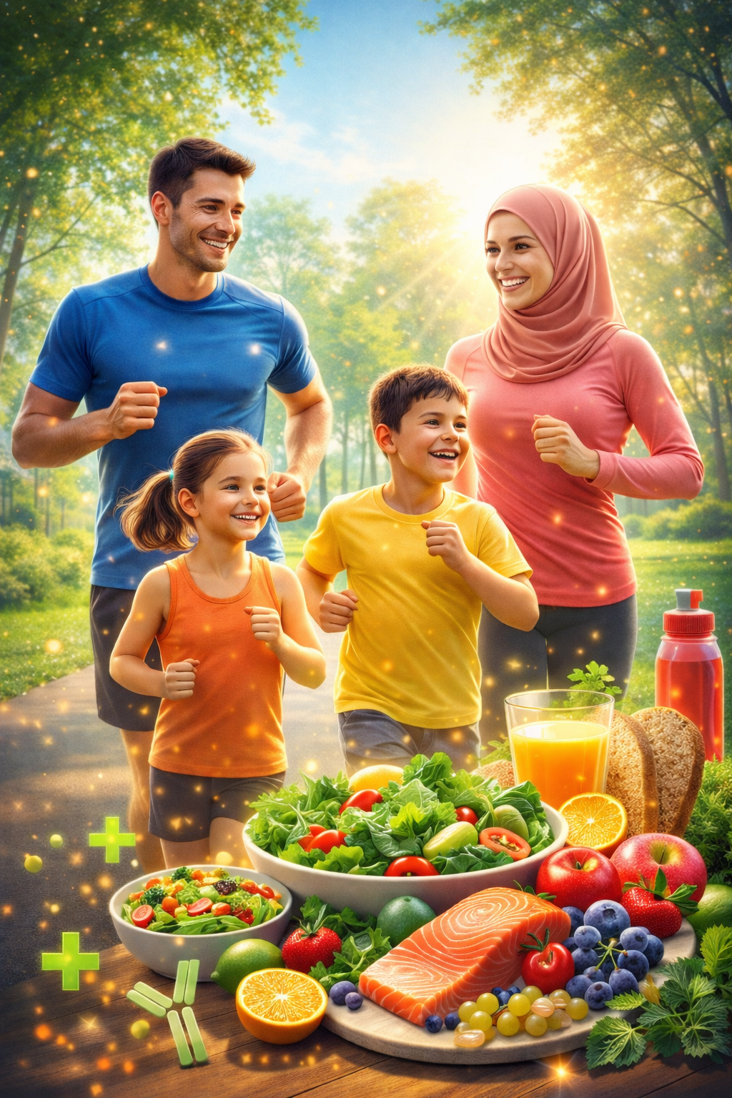 ilustrasi keluarga yang menjaga kesehatan