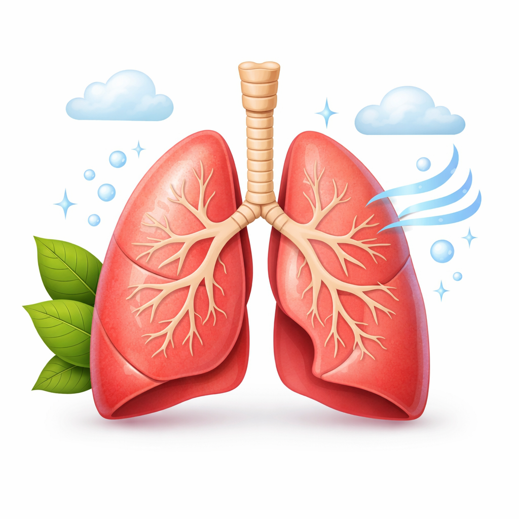 paru paru sehat dengan simbol udara segar