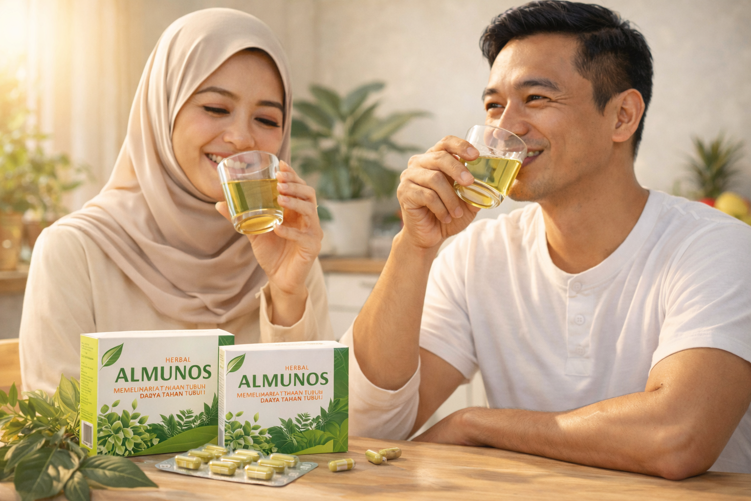 pasangan mengonsumsi herbal almunos