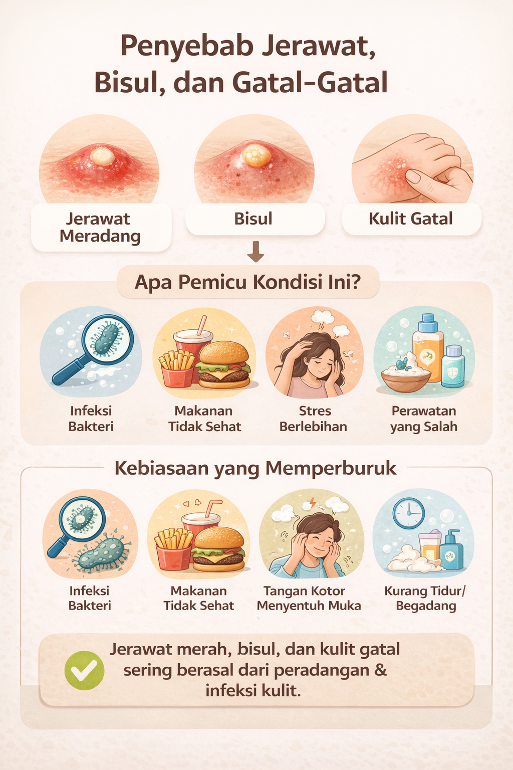 penyebab jerawat bisul dan kulit gatal