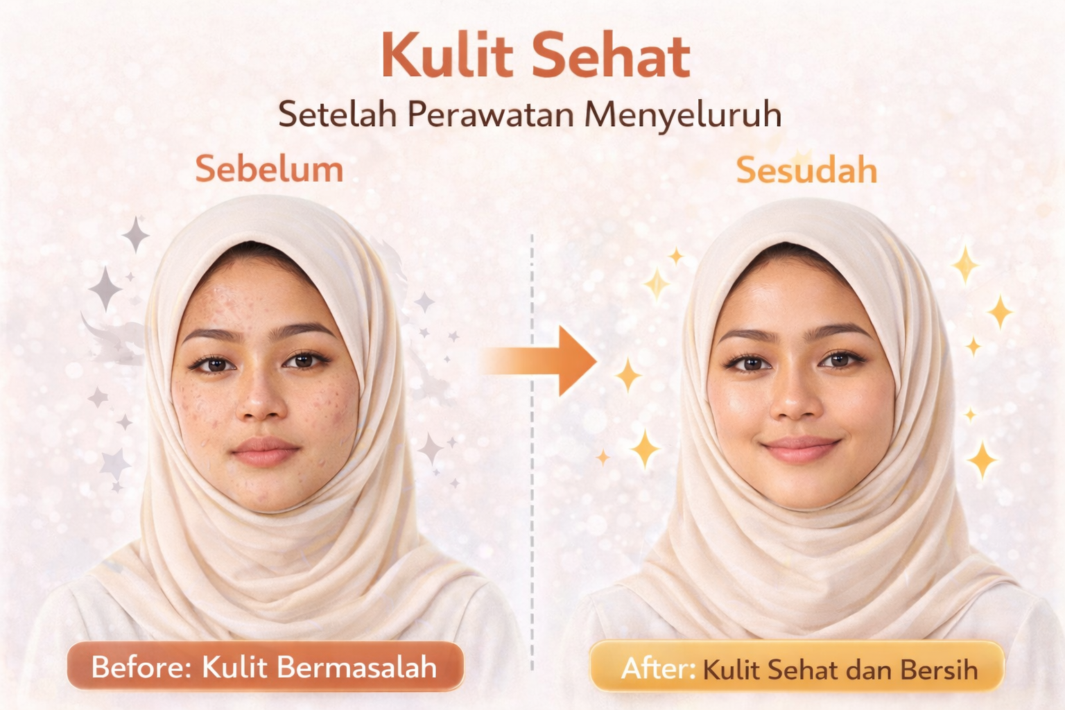 perbandingan kulit sehat setelah perawatan