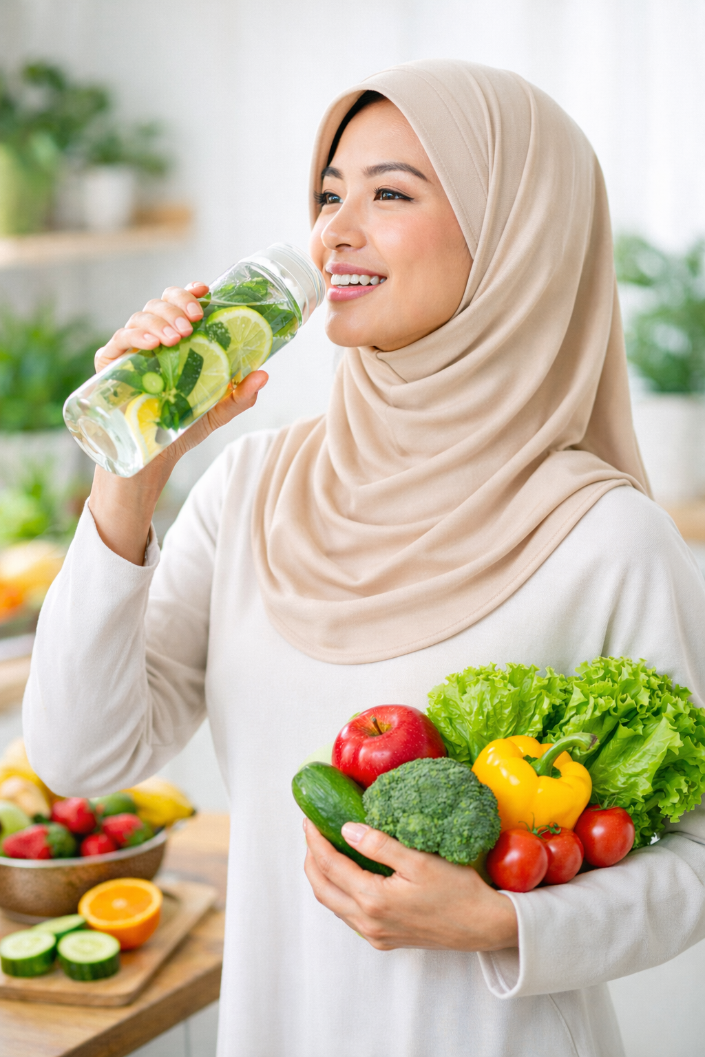 seorang wanita yang merawat badanya