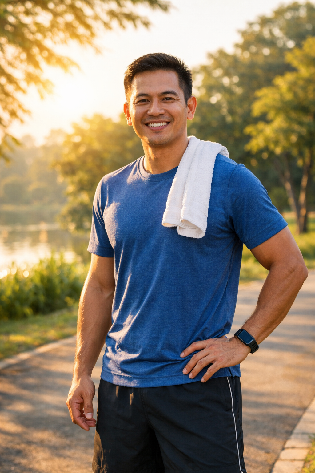 seseorang yang habis olahraga di taman