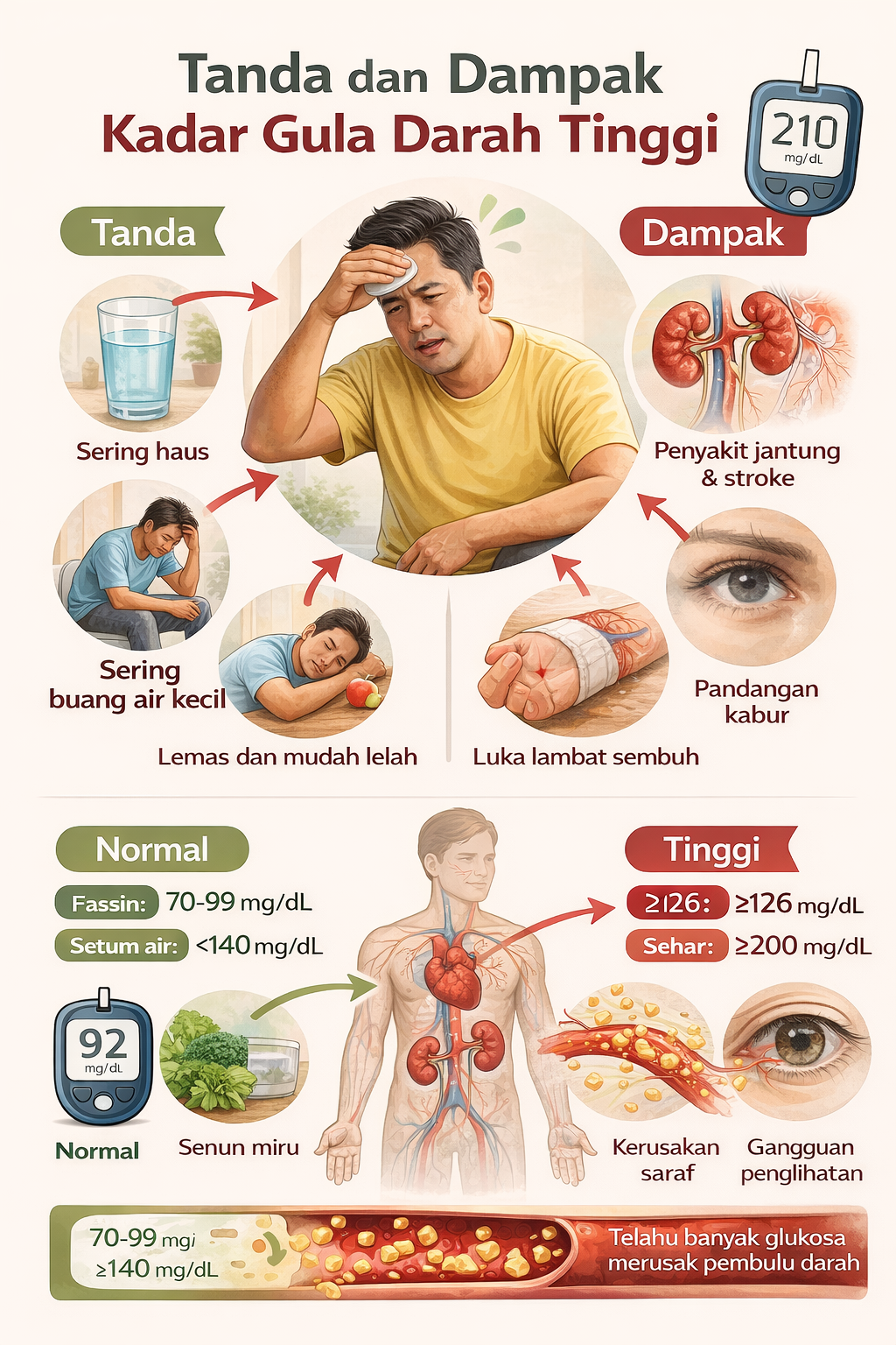 tanda dan dampak kadar gula darah yang tingi