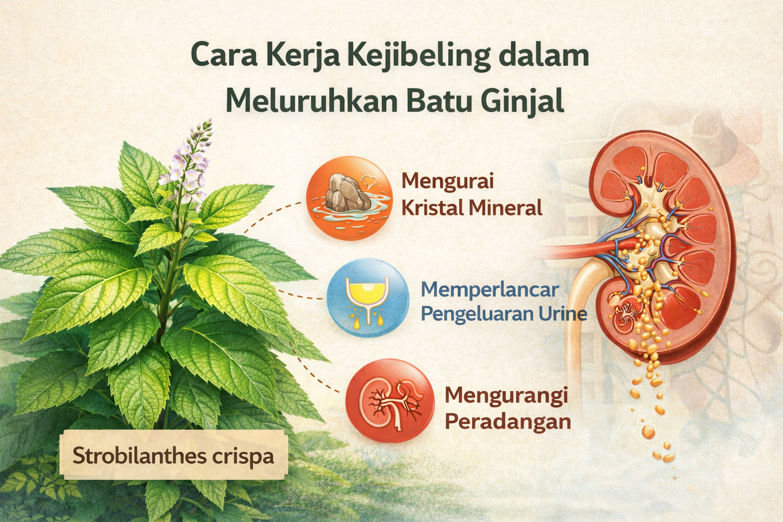 Cara kerja Kejibeling untuk batu ginjal